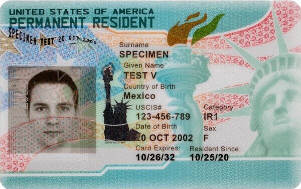 US Permanent Residence Card - Green Card Sample Photo