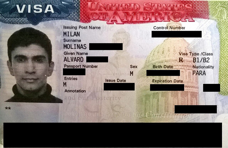 United States Non-Immigrant Visa Sample Photo